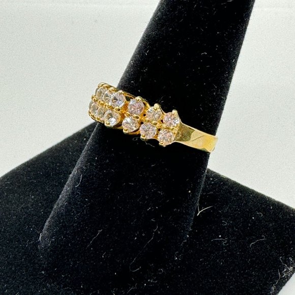 10K Yellow Gold Diamond Ring Double Row size 8 - Picture 5 of 12